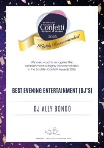 DJ Ally Bongo was really honoured to be the recipient of the Confetti Award for Best Evening Entertainment DJ in 2026.